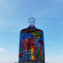 Wine bottle lamp Love