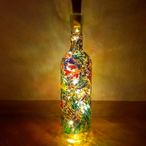 Wine bottle lamp sea