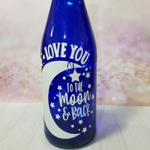 Wine bottle lamp I love you to the moon and back 