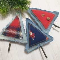 Denim Christmas tree set of 3