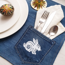 Denim placemats with Pocket Set of 2,  Easter placemats 