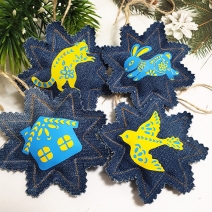 Christmas Denim stars set of 4