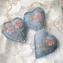 Embroidered Denim hearts, Limited edition