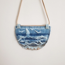 Upcycled Denim necklace sea