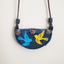 Upcycled Denim necklace swallows