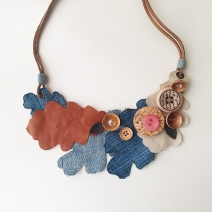 Upcycled Denim necklace autumn