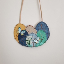 Upcycled Denim necklace deer