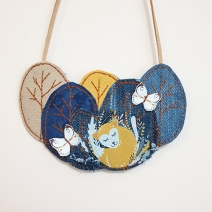 Upcycled Denim necklace fox