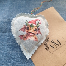 Christmas Denim heart Dragon
