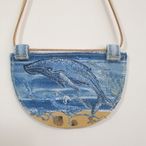 Upcycled denim necklace Whale
