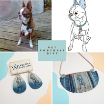 Custom Pet Portrait Set Recycled Denim