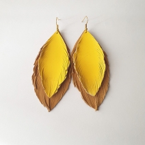 Double Feathers Yellow earrings